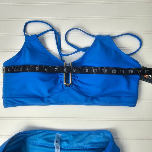 BMJL Women's Blue High Waisted U Cut Out Top Modest Bikini Set Size XL NWT - Picture 13 of 16